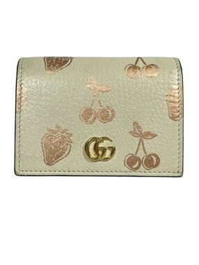 Gucci GG White Berry Marmont Bifold Card Case Wallet